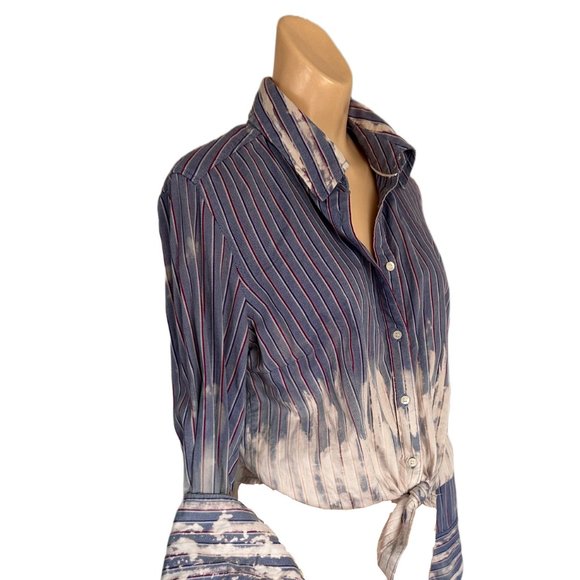 Tommy Hilfiger Tops - Tommy Hilfiger Upcycled Hand Painted Bleached Shirt Women Medium